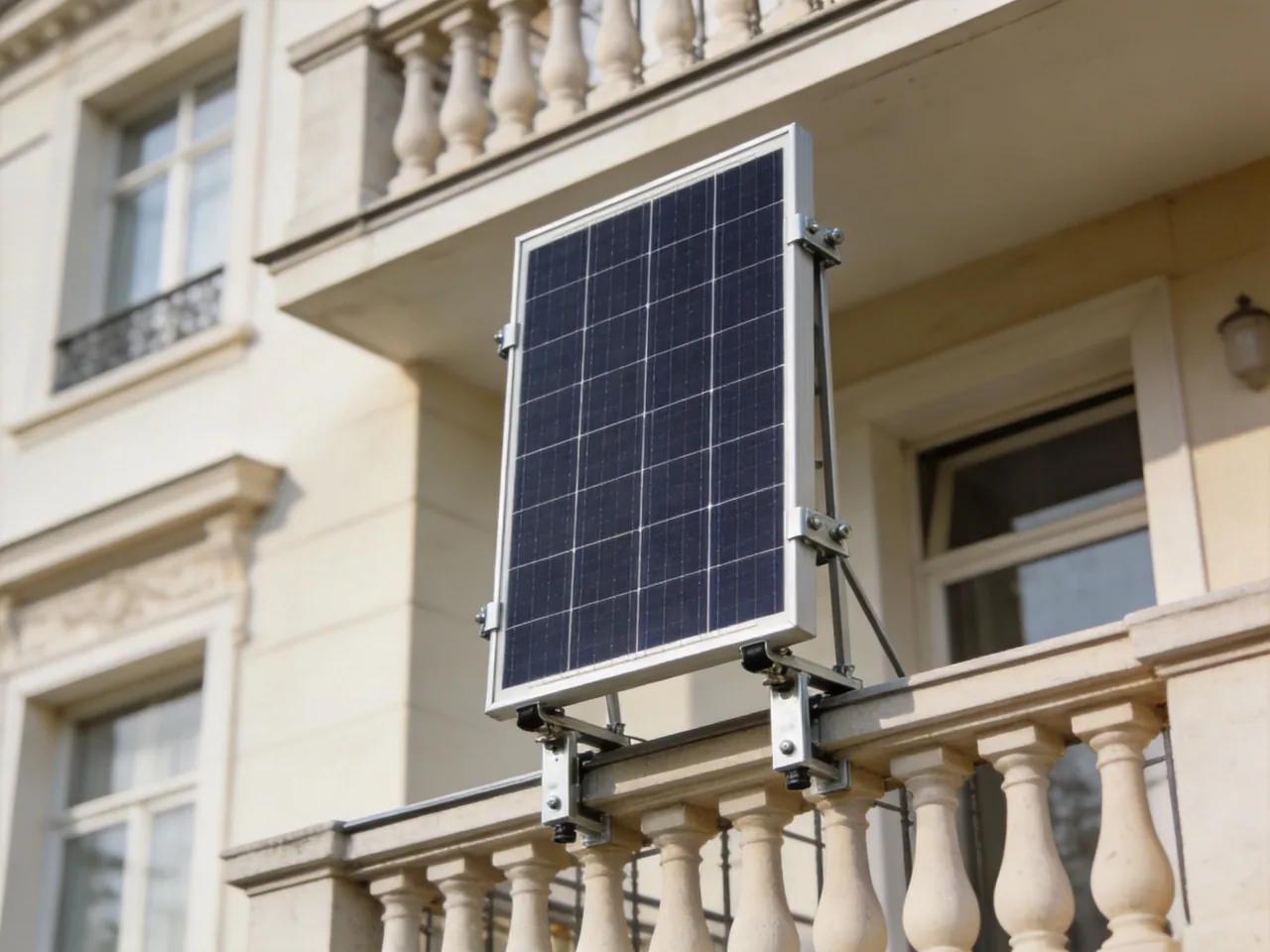 Balcony solar panel mounted on a railing