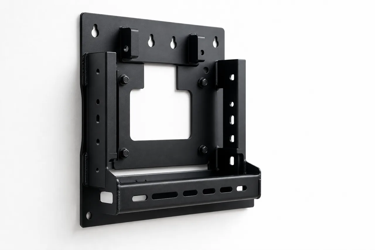 Heavy-duty solar inverter wall mounting bracket, powder-coated steel finish